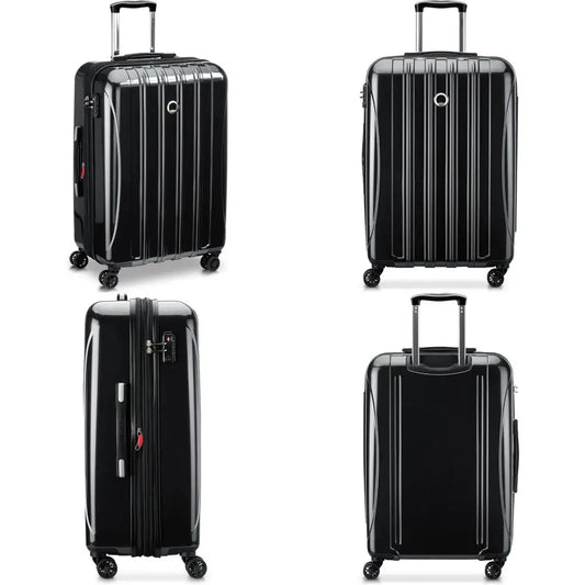 Medium 24 Inch Expandable Hardside Spinner Luggage with Aero Design in Black, Ideal for Travel and Checked Luggage