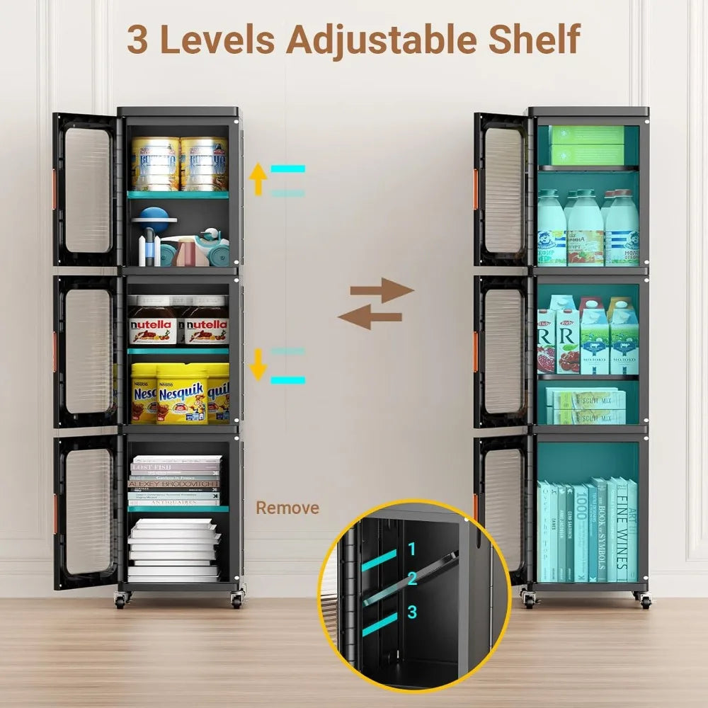 space-saving 3-tier storage cabinet for bathroom with adjustable shelves and door