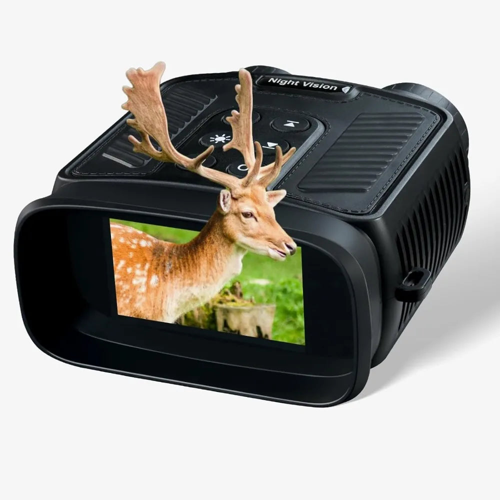 Night Vision Goggles 4K HD Binoculars with 8X Digital Zoom 7 Levels IR 3 Inch Screen Built in Camera 32GB Card for Hunting