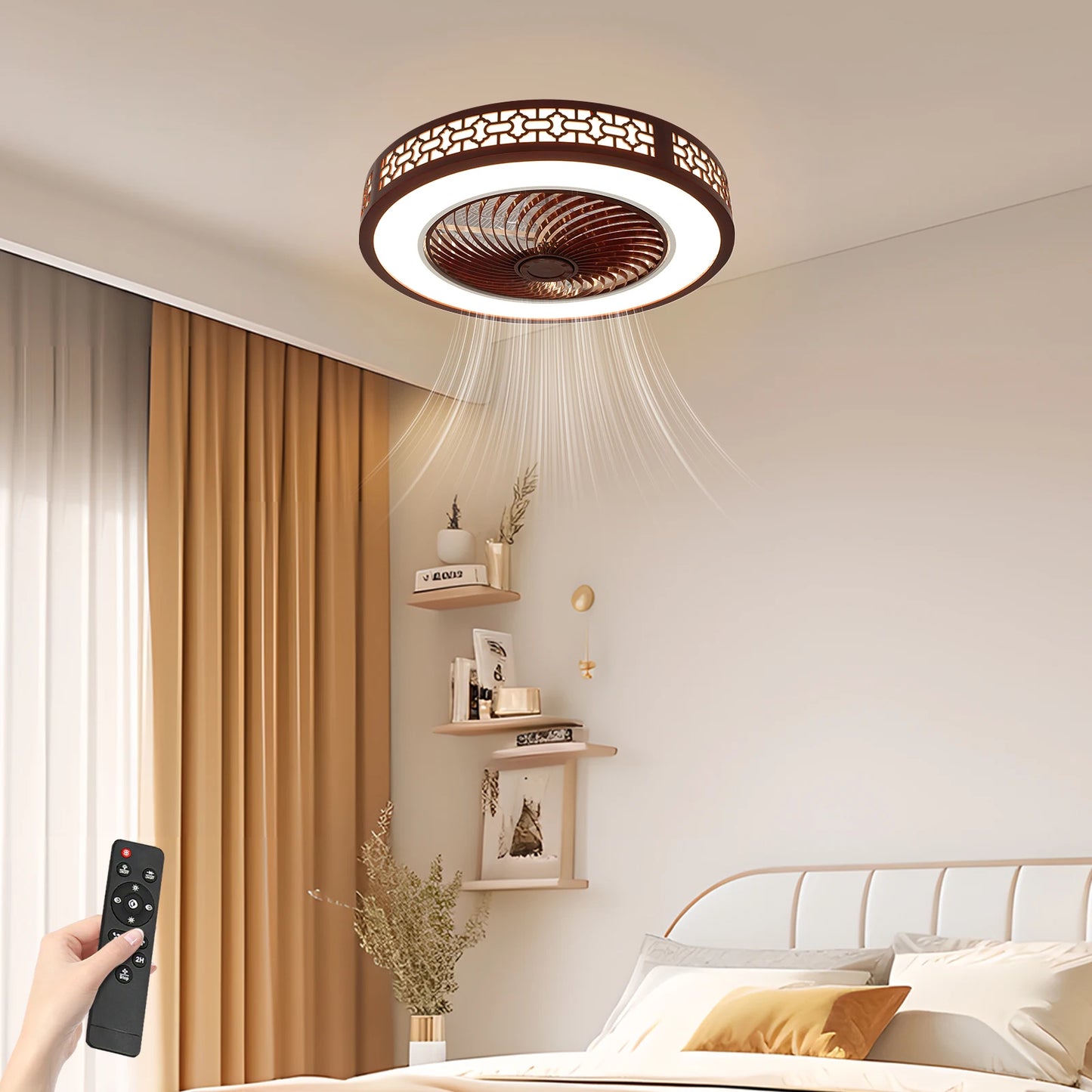 57x57x19cm 64W Ceiling Fan LED Ceiling Lamp with Remote Control for Bedroom, Dining Room or Living Room