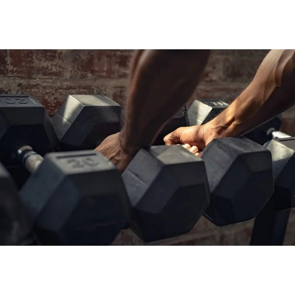 Fitness Premium Rubber Encased Hex Dumbbell