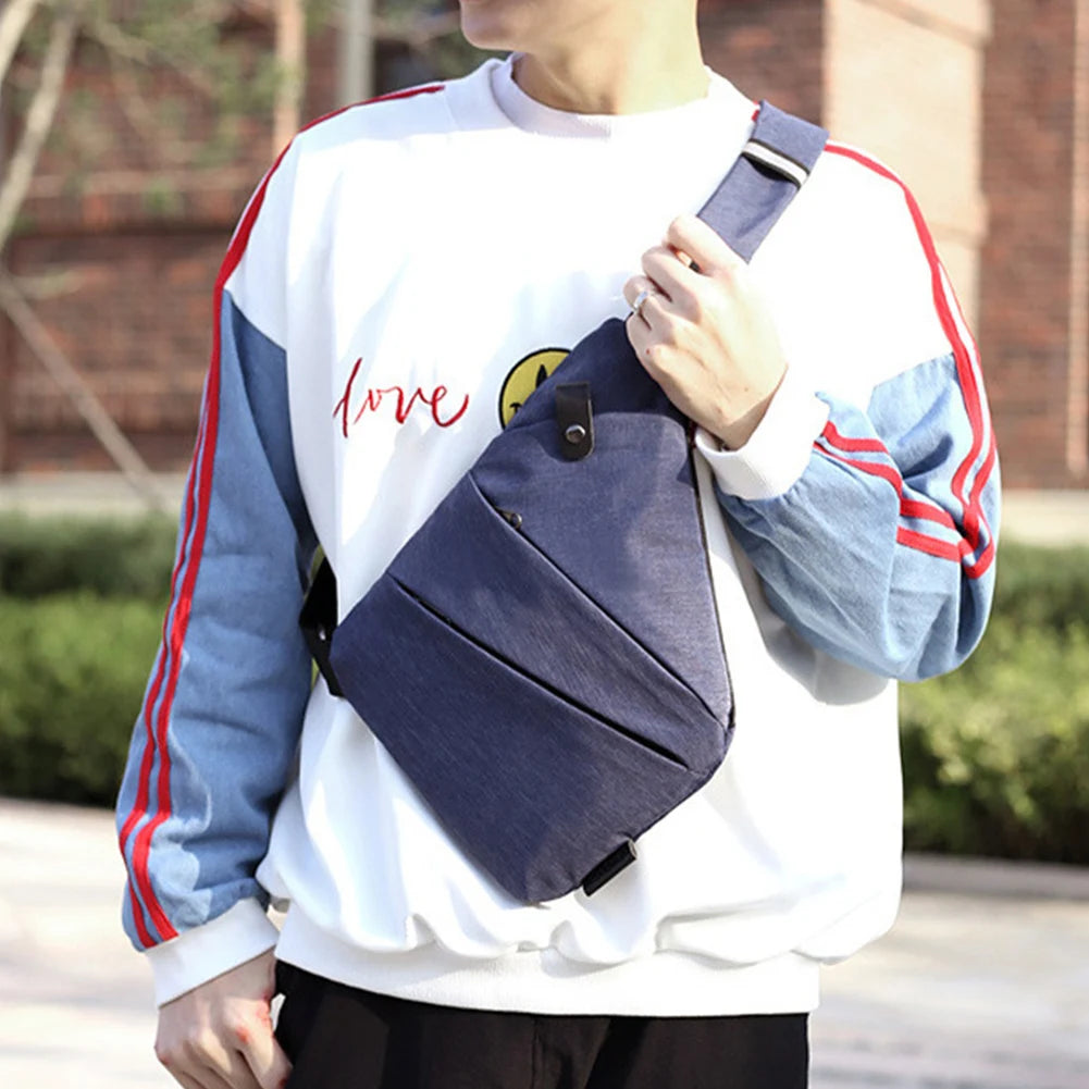 Mens Fashion Chest Bag Travel Crossbody Bag Large Capacity Simple Sling Bag Anti Theft Bag Adjustable Strap Waist Pack