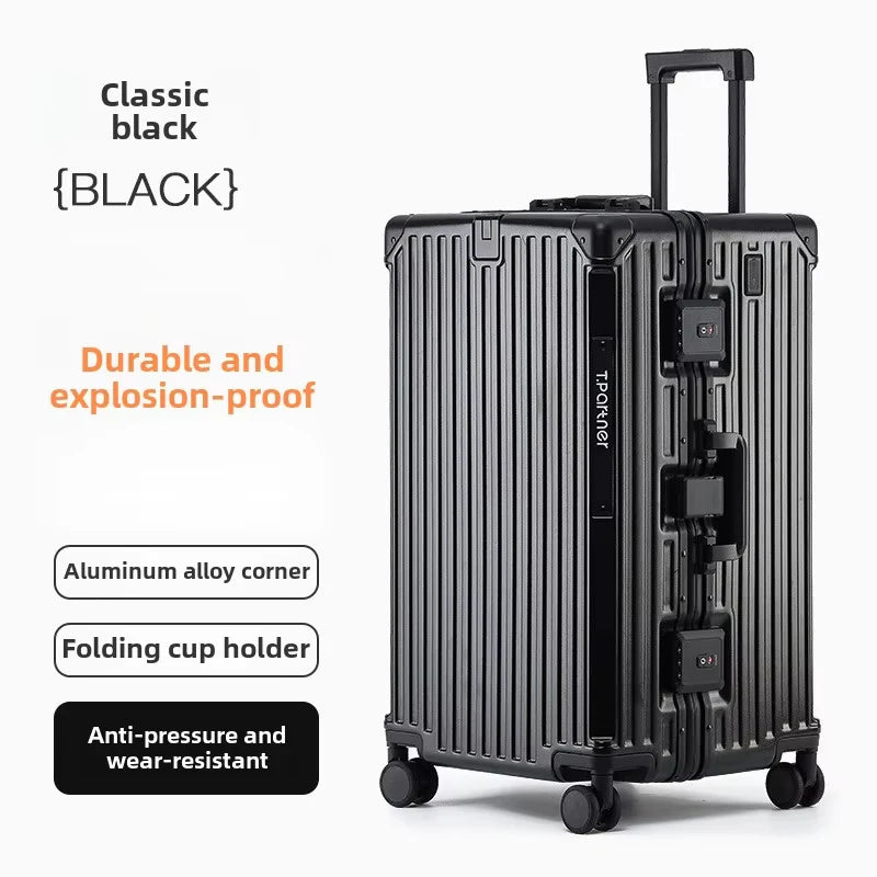 KLQDZMS Luggage 26"29"32 Inch Large Capacity Aluminum Frame Cart Case Cart Style Travel Bag Universal Wheel Rolling Suitcase