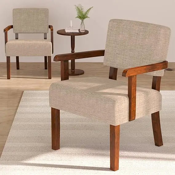 accent chair set of 2 with table, living room chairs with soft seat and armrests for living room bedroom reading room waiting ro