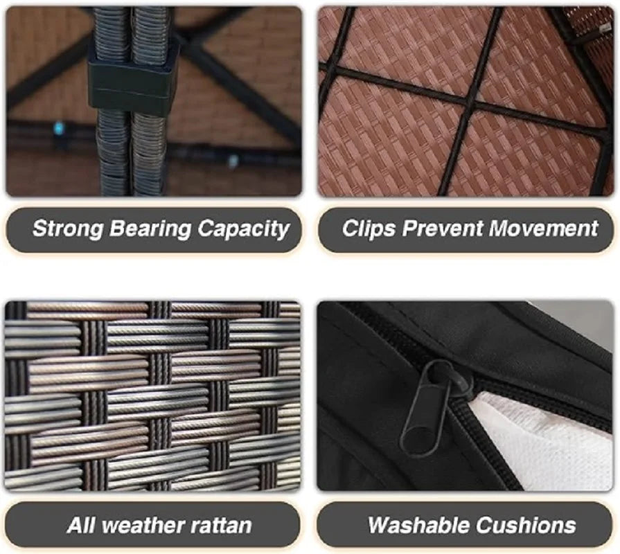 7 Piece Patio Furniture Set with Fire Pit Table, Rattan Outdoor Sectional Patio Conversation Sets with Seat Cushions for Backyar