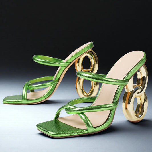 GIGIFOX New Style Women Summer Outdoor Sandals High Heel Slippers Dress Wear Slip-On Open-Toe Fashion Shoes Breathable Footwear