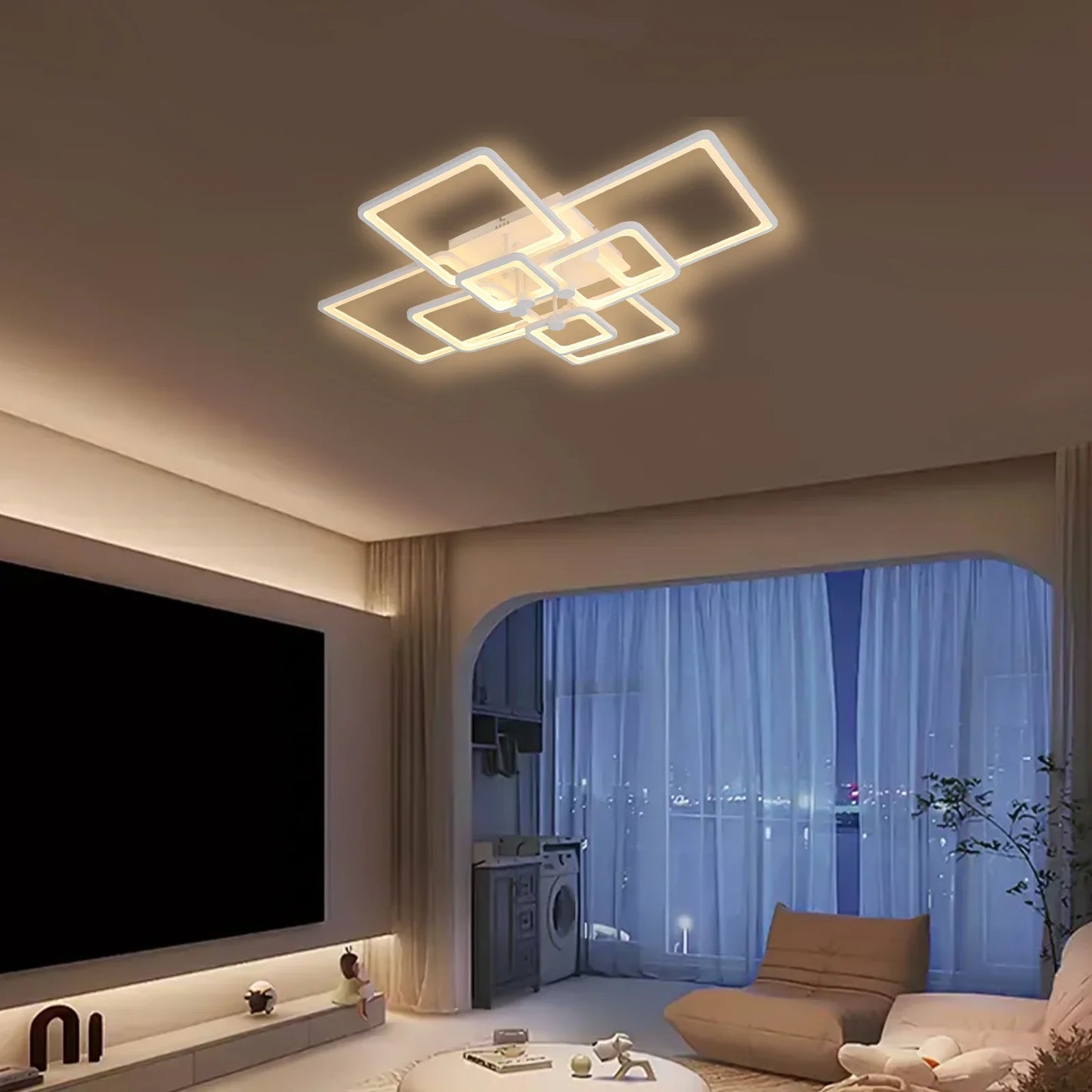 8-Head Ceiling Light, AC100-265V LED Ceiling Light with Remote Control, Dimming Ceiling Light Fixture Indoor