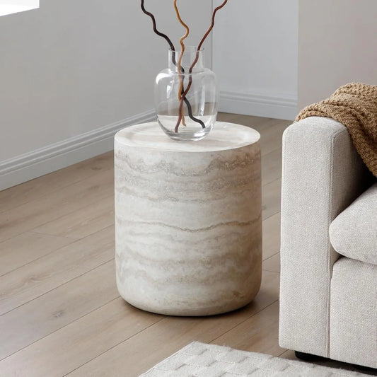 15.74 Inch Small Side Table for Living Room, Round Coffee Table Modern Center End Table for Small Space Apartment, Office
