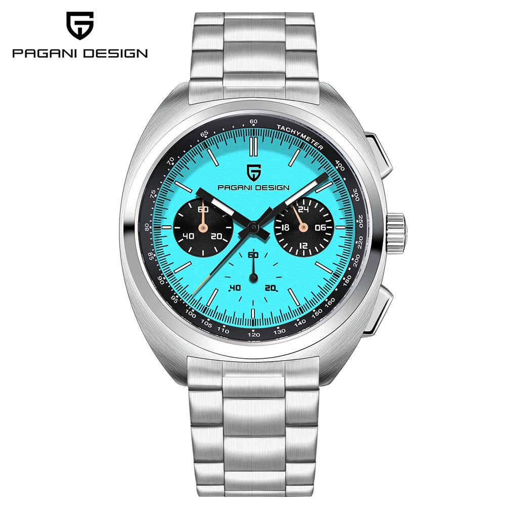 PAGANI DESIGN 2026 Retro Luxury Men's Watches Sports Chronograph VK63 Quartz Watch For Men AR Sapphire Waterproof Leather Clock