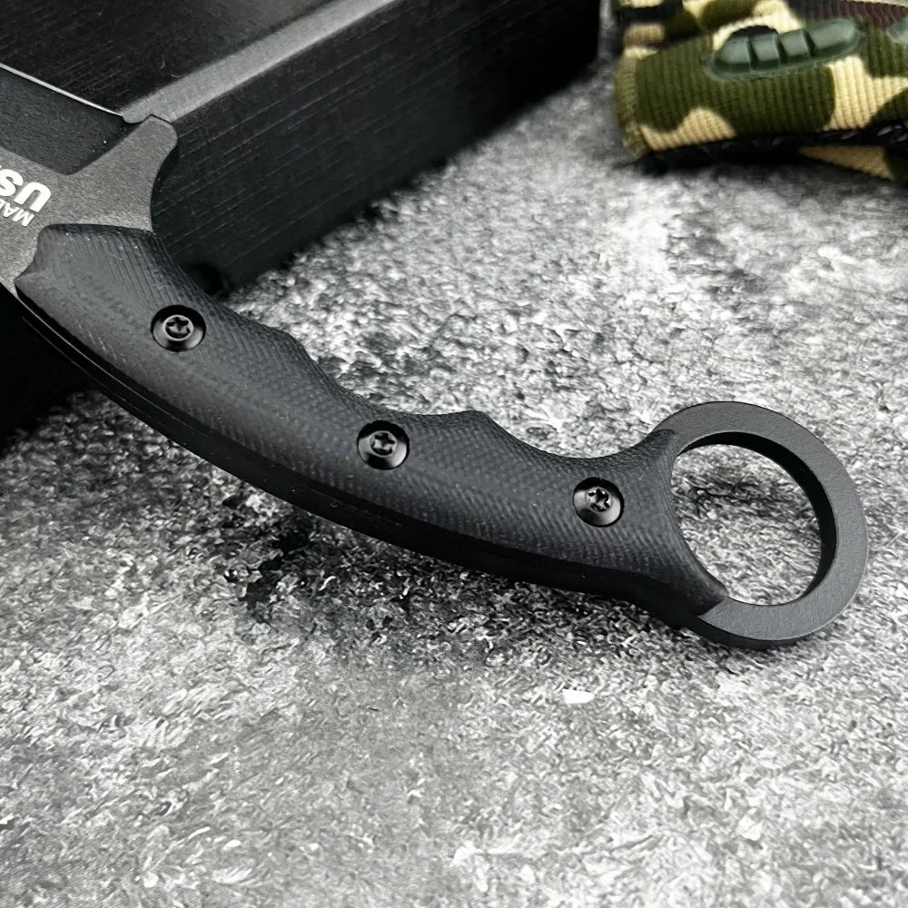 TOPS Straight Knife G10 Handle 8Cr13Mov Blade Outdoor Mountaineering  Tactical Combat Sharp Self-defense Multi-functional Knives