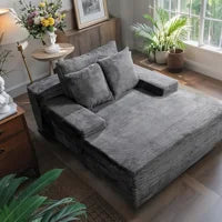67'' Chaise Lounge Chair Indoor, Oversized Upholstered Sofa Bed, Sleeper Couch Reading Chairs Fluffy Plush Corduroy Cloud Sofas