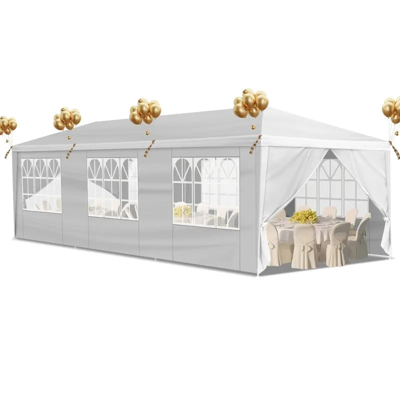UBesGoo 10' x 30' Canopy Waterproof Party Tent Outdoor Tent 8 Sides White