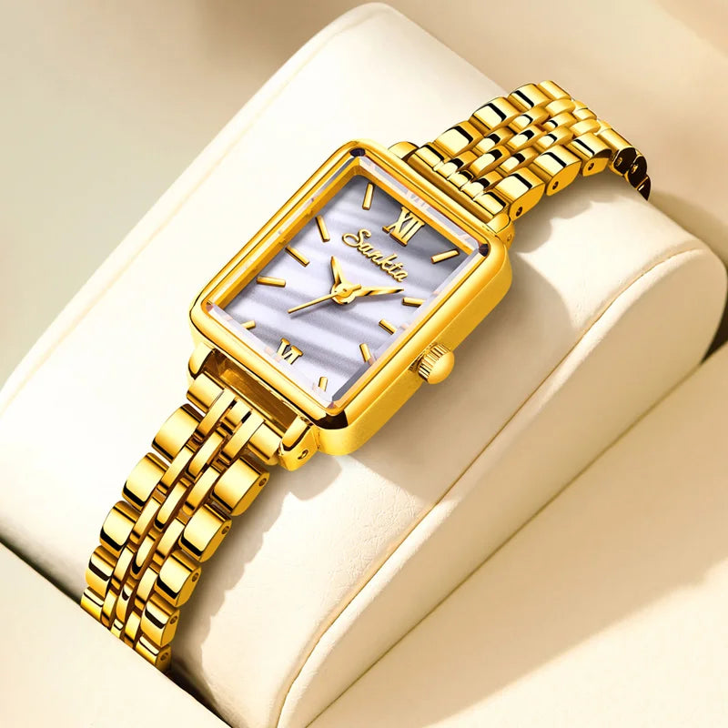 SUNKTA Fashion Ladies Watch Elegant Dress Womens Wristwatches Ceramic Bracelet Watches for Women Waterproof Clock Reloj Mujer