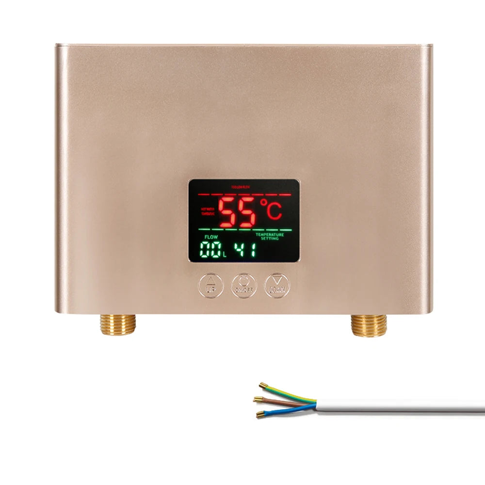 3KW Instant Water Heater Electric Tankless Heater LCD Display Wall-Mounted Remote Control Water Calorifier for Kitchen Bathroom