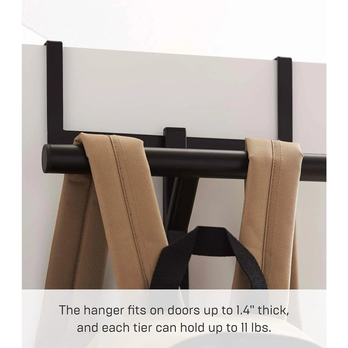 Home Tower Backpack Over The Door Hanger for Closet Or Bedroom, Two-Tiered Bookbag Metal Storage Rack