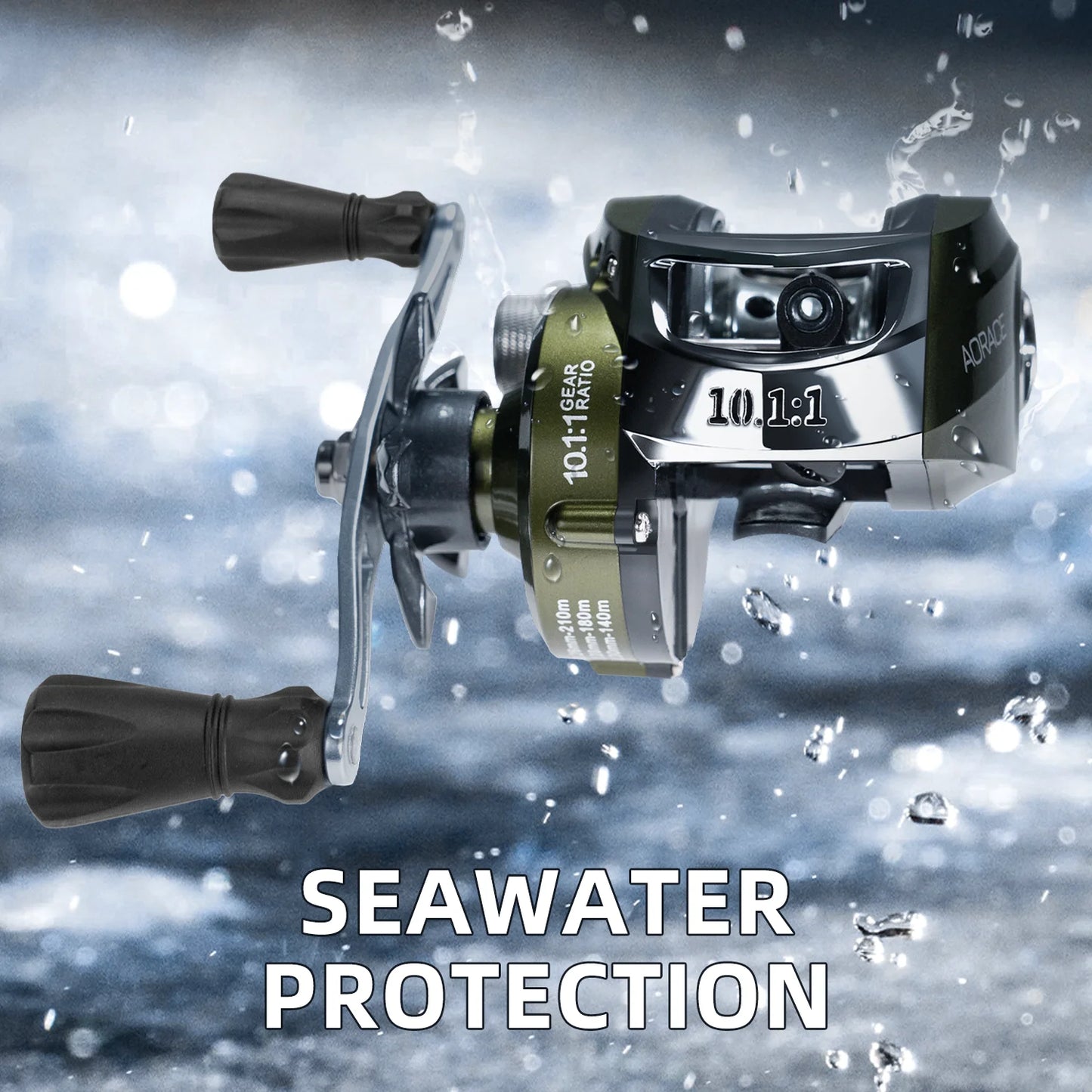 Premium Circular Grip Green Waterdrop Fishing Reel - Ergonomic Design, Smooth Casting, Durable Construction