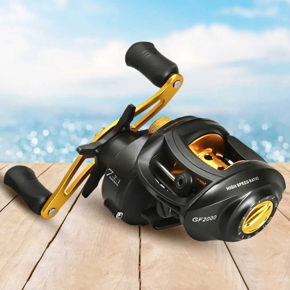 7.2:1 Baitcasting Reel High Speed Gear Metal Baitcasting Fishing Wheel Ceramic Guide Ring Large Unloading Force for Fished Gear