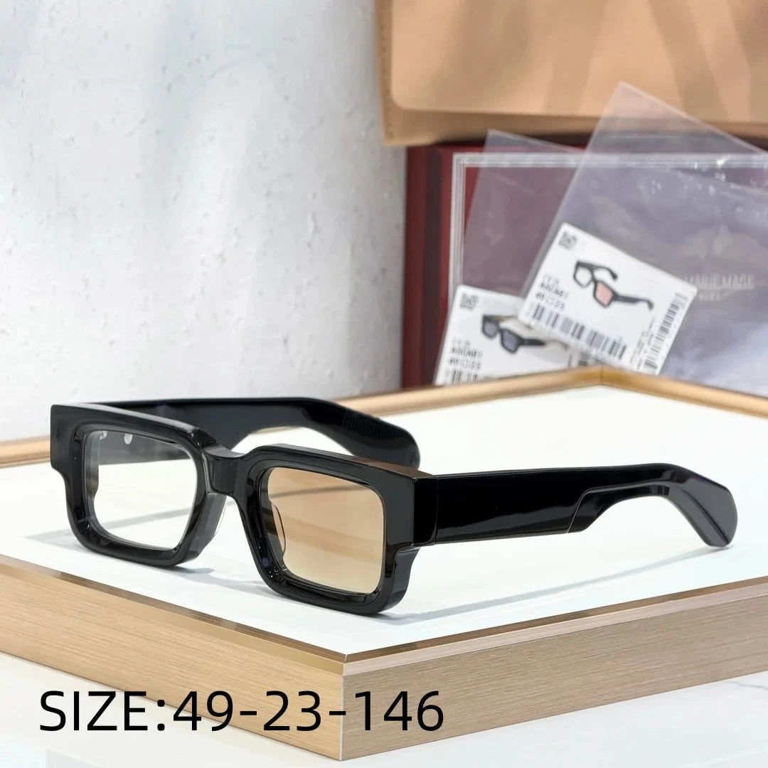 Luxury Unisex Rectangle Sunglasses Men Women Thick Acetate ASCARI New Fashion Polarized UV400 Oversized Trendy Eyewear