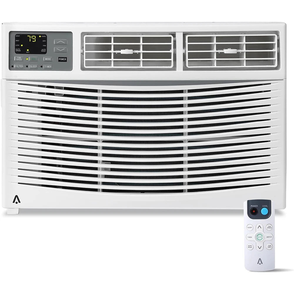 8000 BTU WiFi Window Air Conditioner for Bedrooms Small Rooms Remote & App Control Ultra Quiet (53 dB) 3 Fan Speeds Sleep Mode