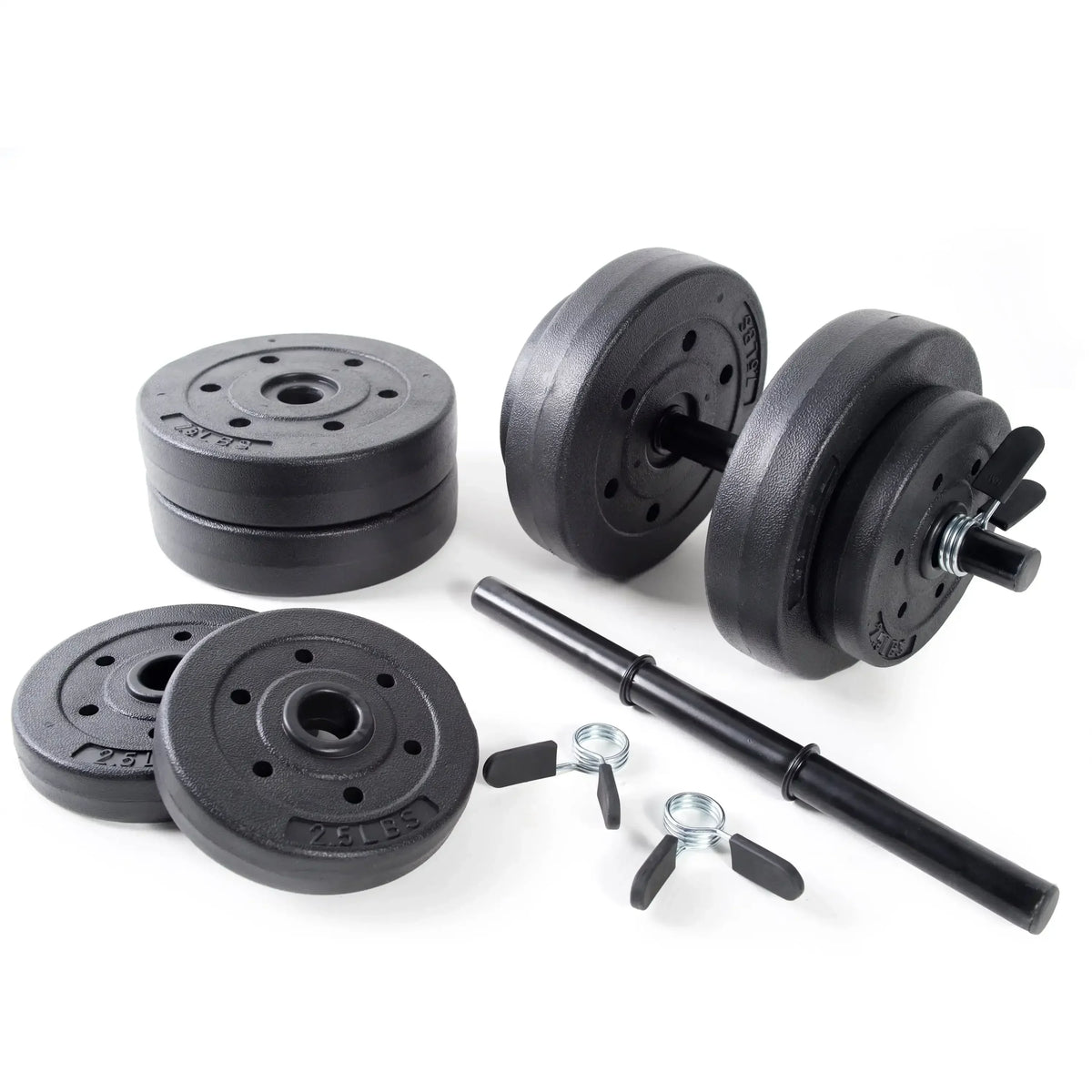 Space Saving 40lb Adjustable Dumbbell Set with Case - Vinyl Weights for Home Gym & Strength Training