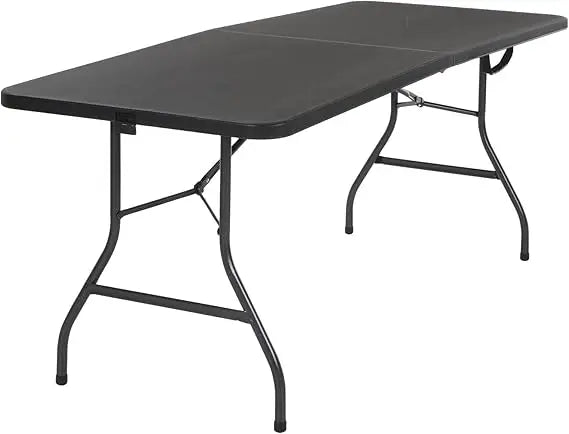 COSCO 6-Foot Black Molded Folding Banquet Table with Handle