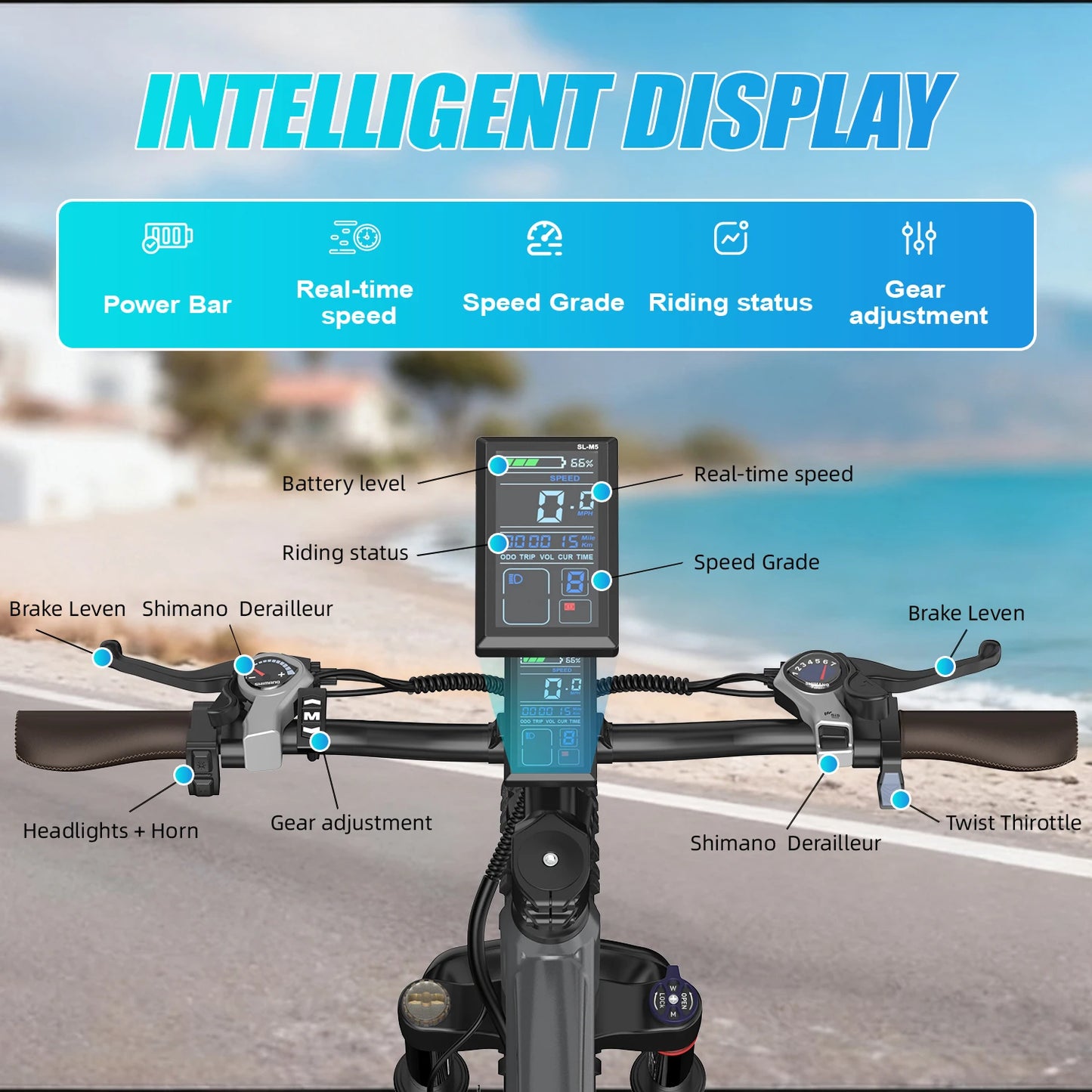 26" Electric Motorcycles E Bike For Adults, 1500W Peak Motor Ebike 28Mph 48V 20AH Adults Electric Mountain Dirt Bicycle