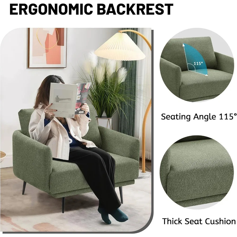 Accent Chair Set of 2,Living Room Chairs with Thick Cushion,Reading Chair for Bedroom,Mid Century Modern Accent Chairs Upholster
