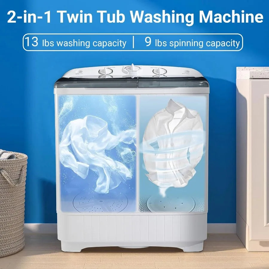 2in1 Portable Washing Machine 13lbs Wash 9lbs Spin Capacity Compact Mini Washer and Dryer Combo Portable Washing Machines for A