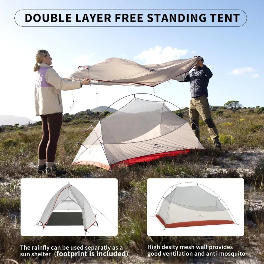 CloudUp 2 Person Tent Lightweight Backpacking Tent with Footprint Free Standing Ultralight Camping Hiking Backpack Tents Two Pe