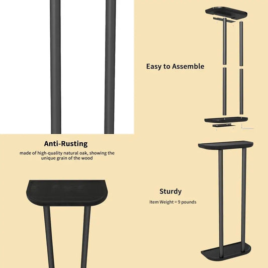 Black Matte Stainless Steel Wall-Mounted Towel Rack with Shelf for Bathroom