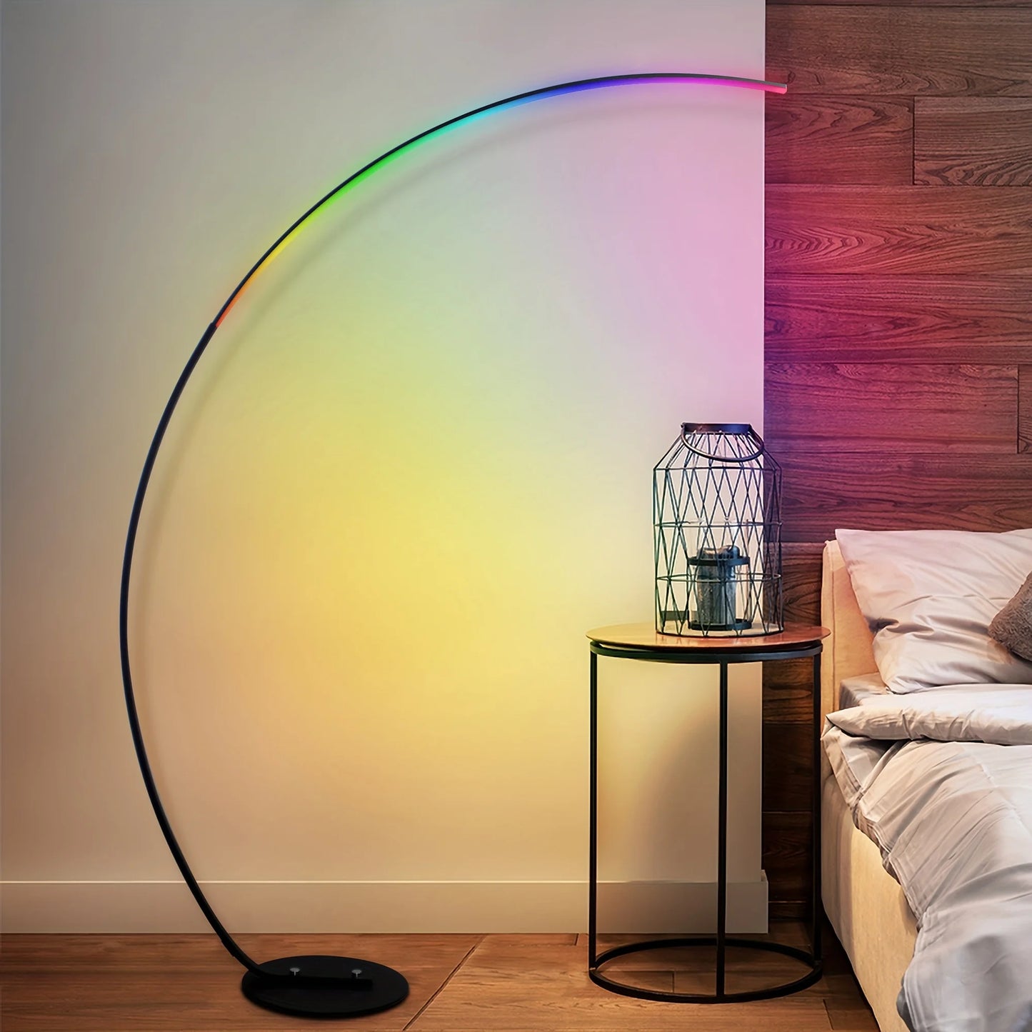 RGB Floor Lamp, Ultra Bright 1800LM Smart Arc LED Floor Lamp Music Sync, Scene Modes, Modern Standing Tall Lamp