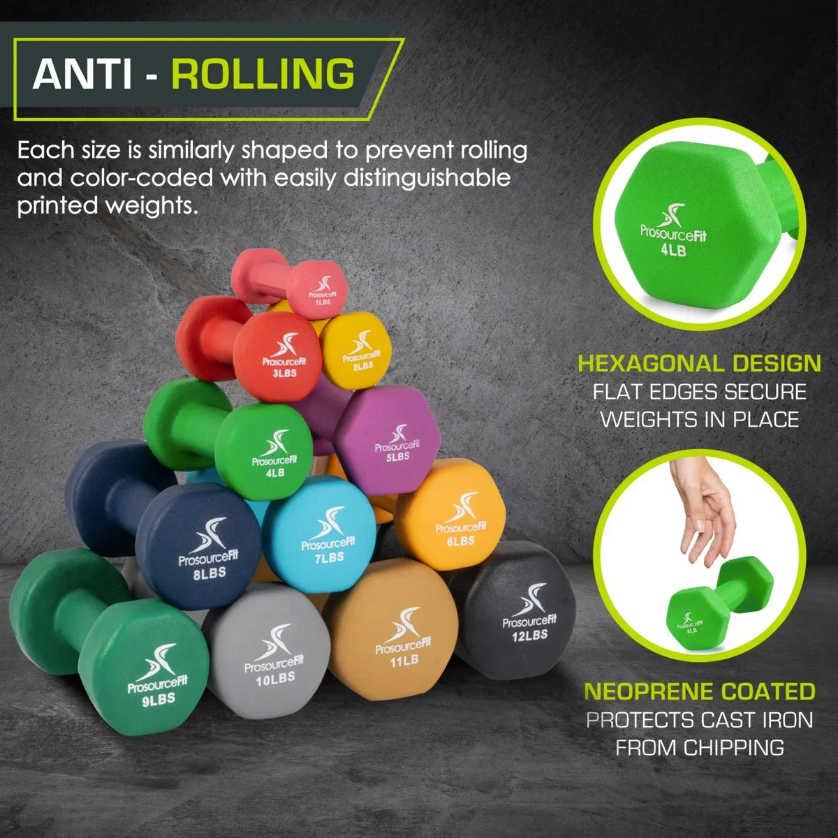 Set of 2 Neoprene Dumbbell Coated for Non-Slip Grip, 4 lb Dumbbell Set for Home Gym & Strength Training