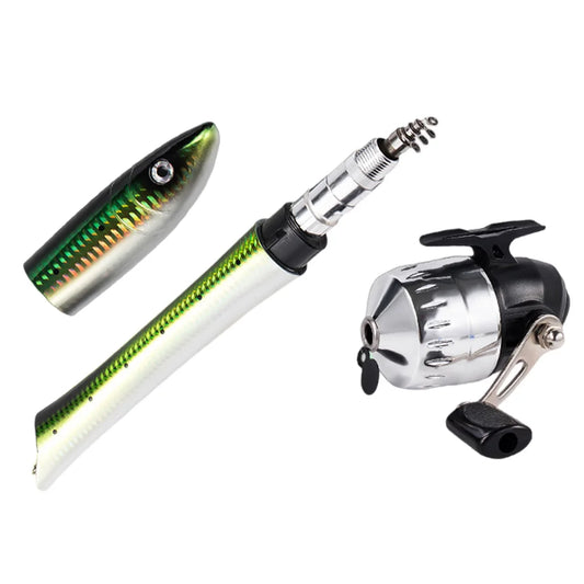 Telescopic Fish Shaped Mini Pen Fishing Rod with Reel Casting Carp Fishing Pole Sea Ice Fishing Pole Fishing Accessories