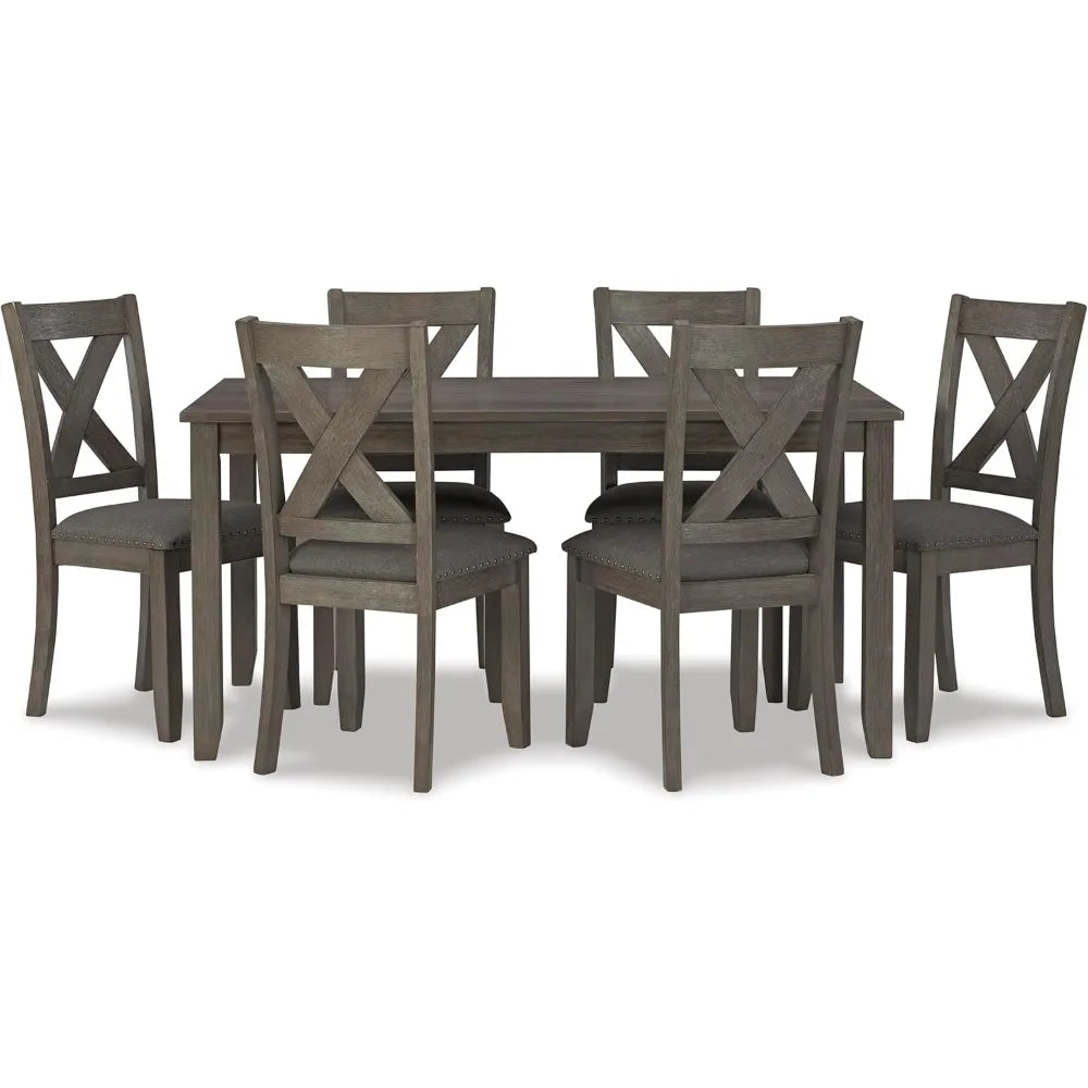 Ashley Caitbrook's Rustic 7-Piece Dining Set with Gray Table and 6 Chairs