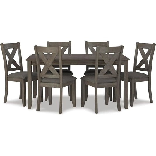 Ashley Caitbrook's Rustic 7-Piece Dining Set with Gray Table and 6 Chairs