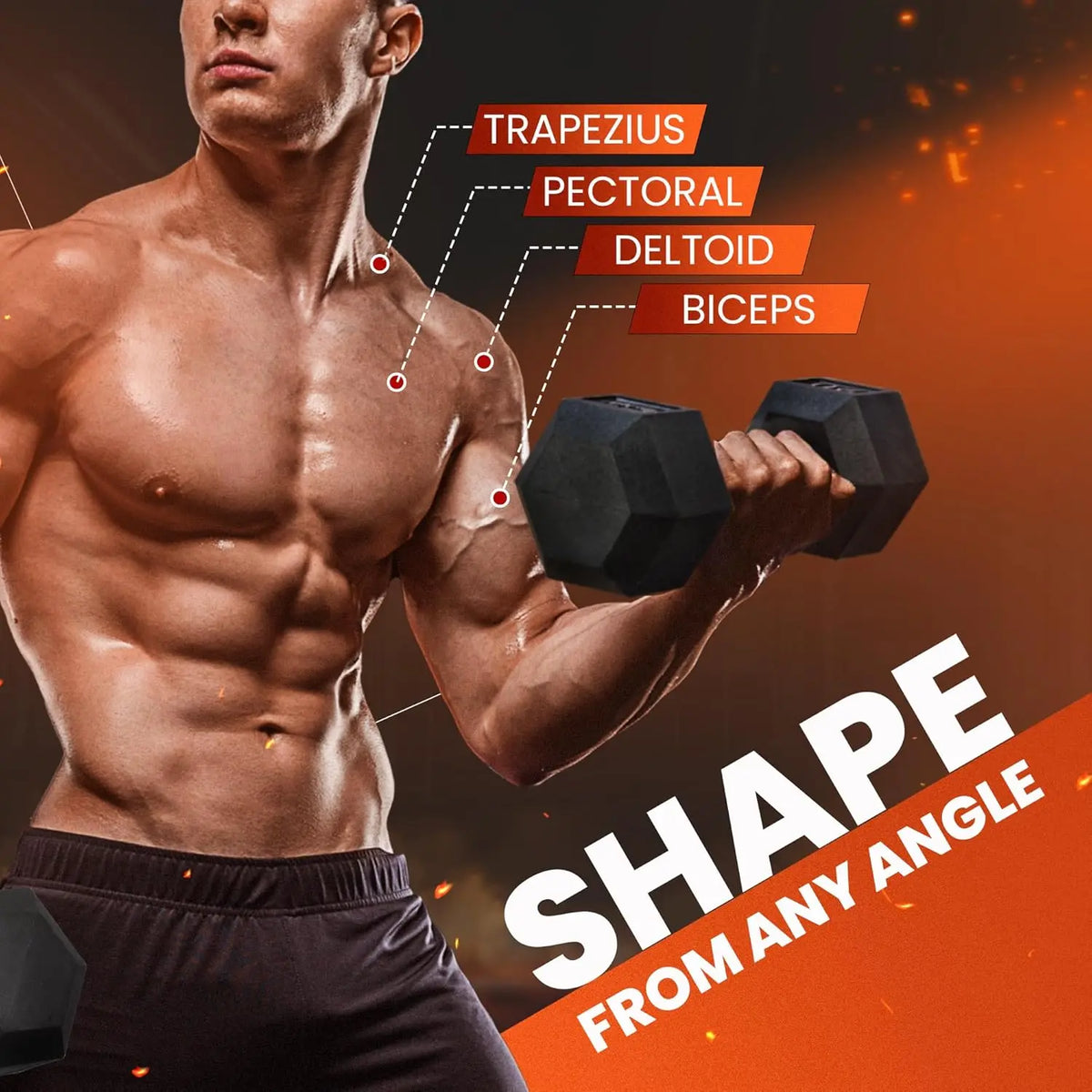 Chrome Hex Dumbbell - 5LB Non-Slip Grip Hand Weight for Home Gym Fitness