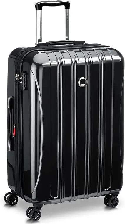Medium 24 Inch Expandable Hardside Spinner Luggage with Aero Design in Black, Ideal for Travel and Checked Luggage