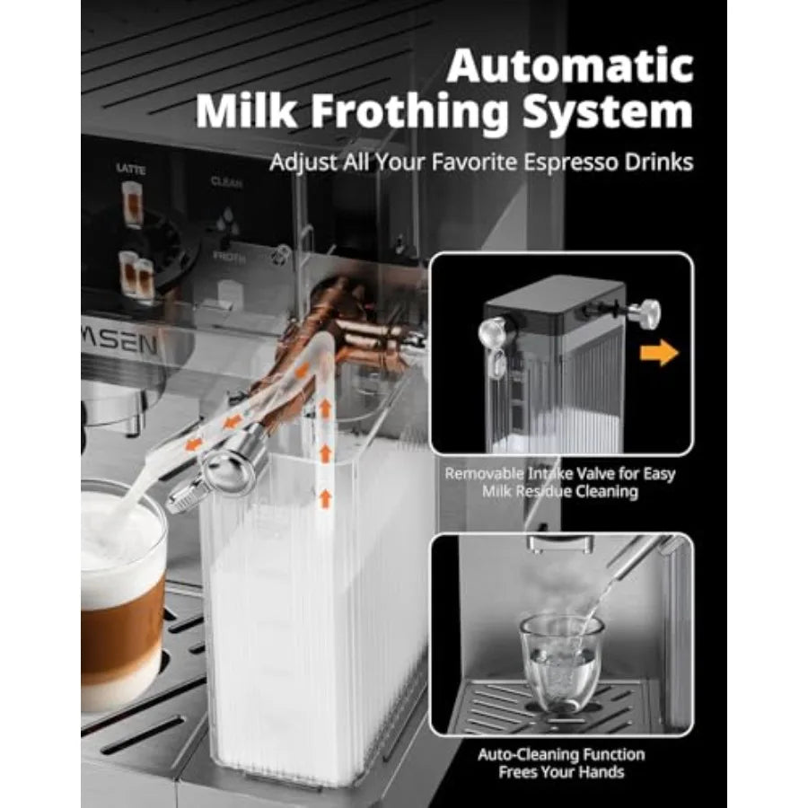20 Bar Espresso Machine with Automatic Milk Frother for Home Use: Cappuccino Latte Coffee Maker with Quick Brew Dual Boiler 135