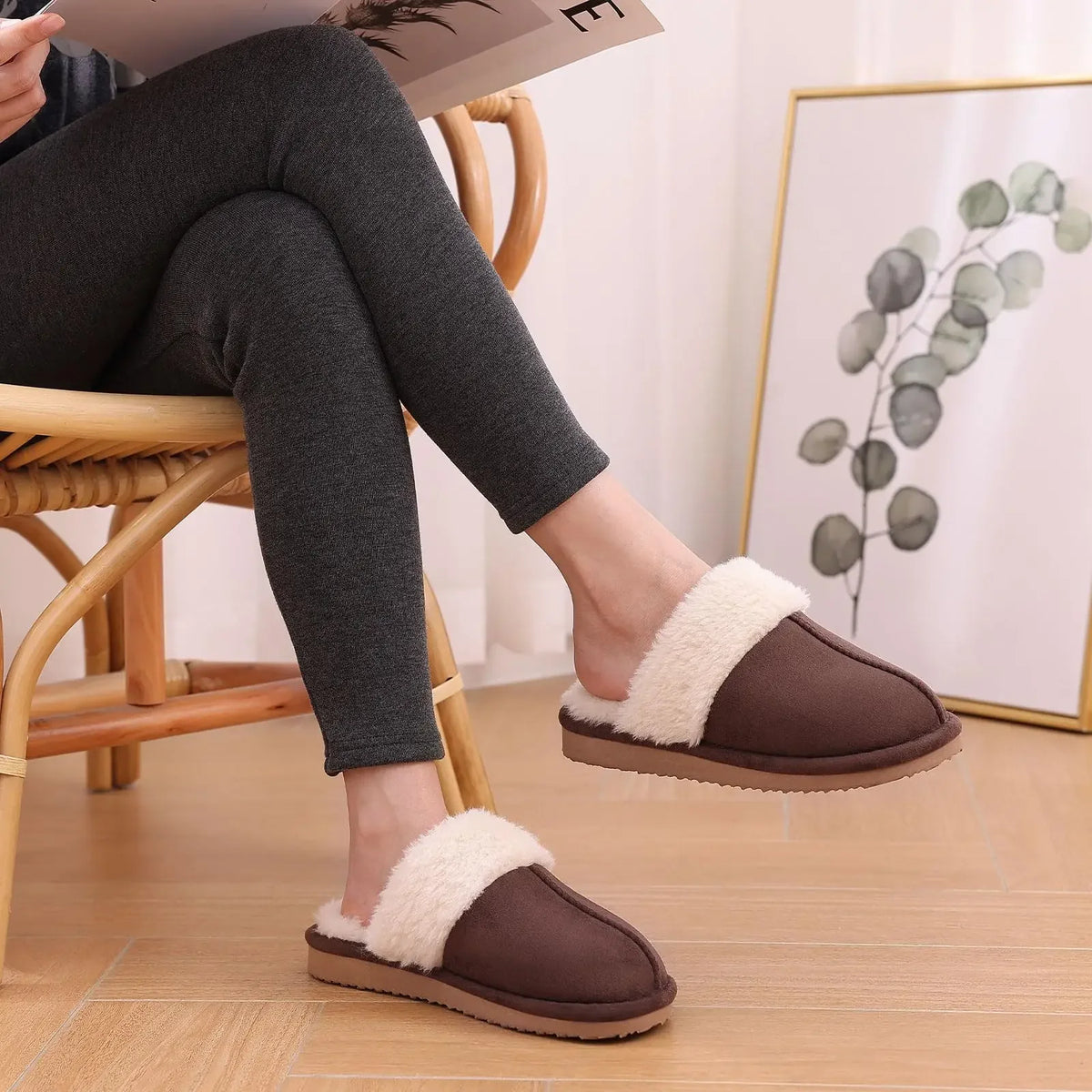 Winter Men Plush Slippers Fuzzy Soft Fluffy Men Slippers Fashion Men Slippers Indoor Warm Furry Fur House Flat Shoes