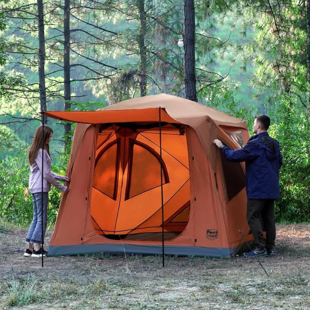 Instant Pop Up Hub Tent, 4 Person Portable Weather Resistant Camping Tent, 60 Second Set-Up, Easy Up Tents with Rain Fly and Ca