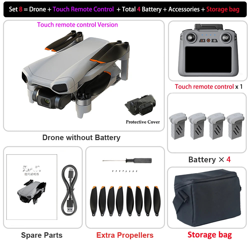 XINLIN XiL 017 Drone 4K HD Camera 3-Axis Gimbal Touch Screen 249g Ultralight design Brushless EIS Electronic RC Quadcopter Toys