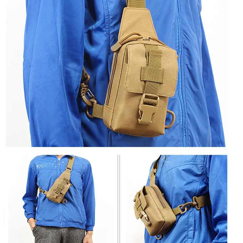 Tactical Chest Bag Outdoor Trekking Pack EDC Sports Bag Shoulder Bag Crossbody Pack Assault Pouch for Hiking Cycling Campinga