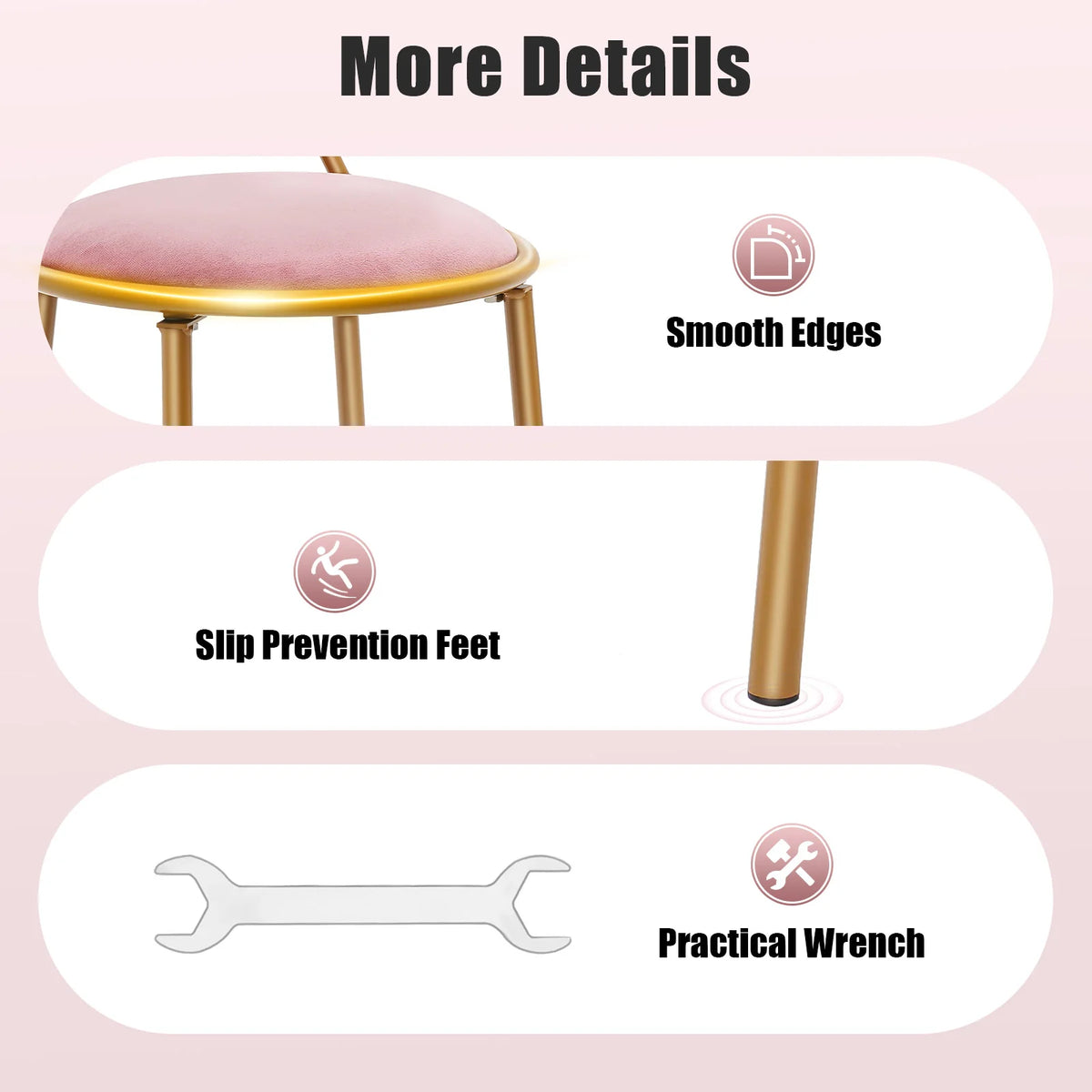 Bymaocar Deep Pink Makeup and Dressing Chair Weighing 220.46 Pounds with Bow Shaped Backrest for Restaurants,Nail Salons&Parties