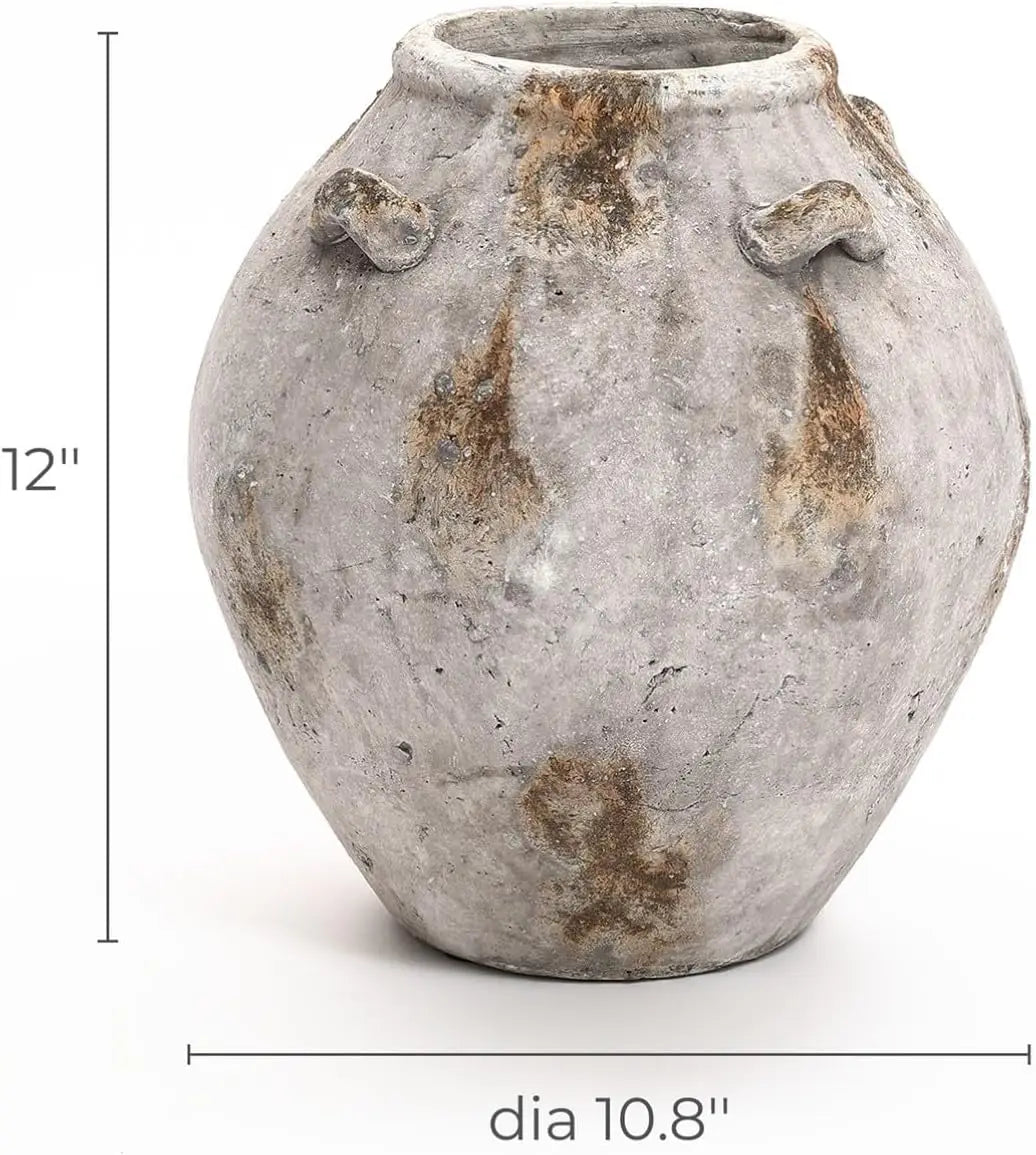 Ceramic Flower Vase12'' Mottled Brown and White Vase for Living Room Decor Jug Terracotta Vases with Handles Home Décor Accents