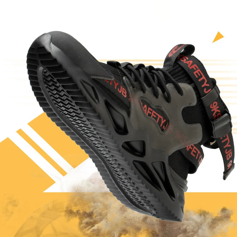 Safety Shoes Steel Toe Boots for Men Comfortable Adjustable Work Sneakers Anti shock Anti-Drop Work Shoes Non Slip Hiking Boots