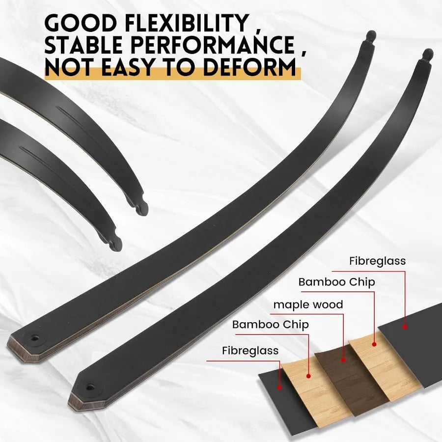 Obert Original Black Hunter Takedown Recurve Bow 60inch with Bamboo Core Limbs for Archery Hunting Target Practice Indoor Outdo