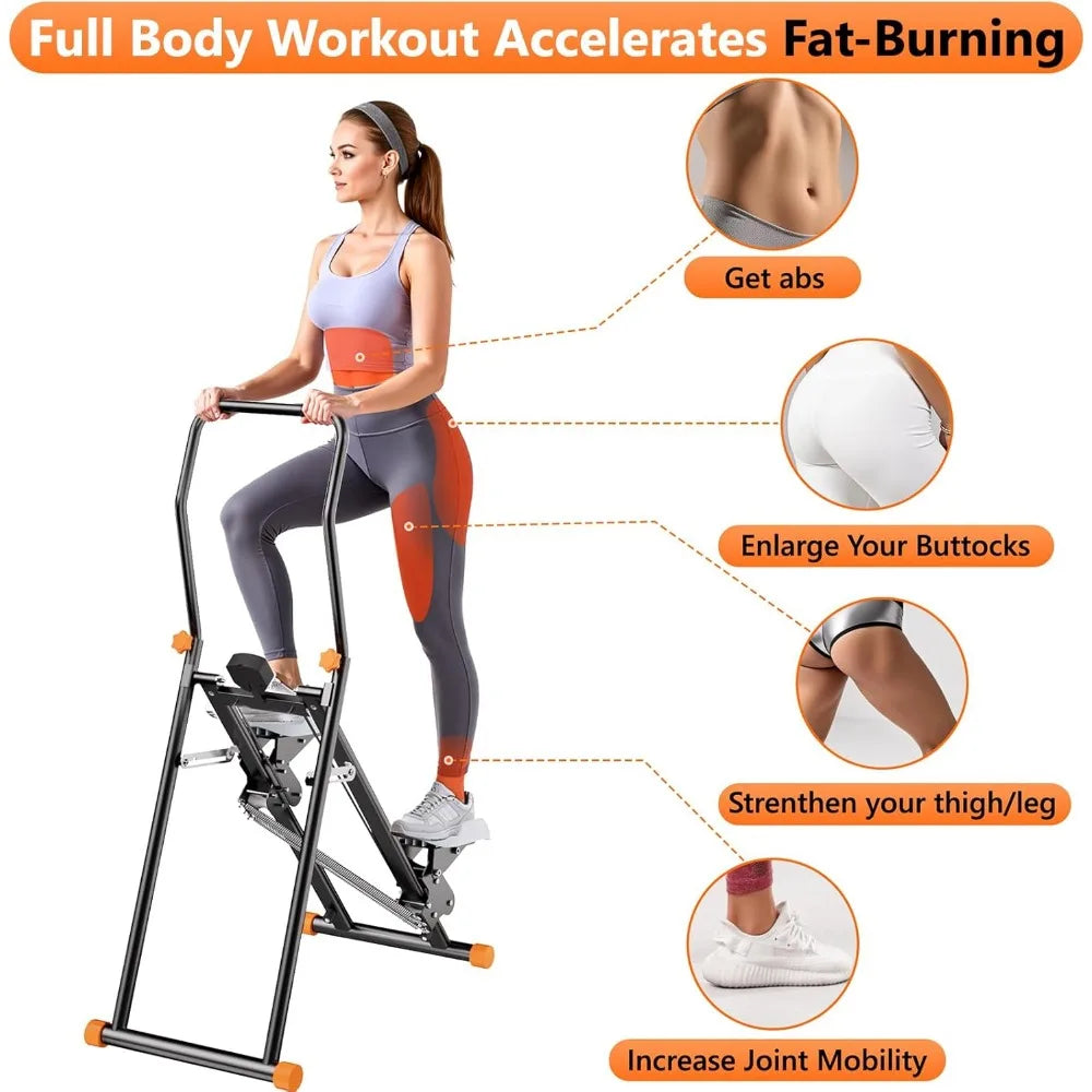Home Cardio Exercise Vertical Climber: Upgraded Compact Stair Stepper with Adjustable Resistance for Full-Body Workouts