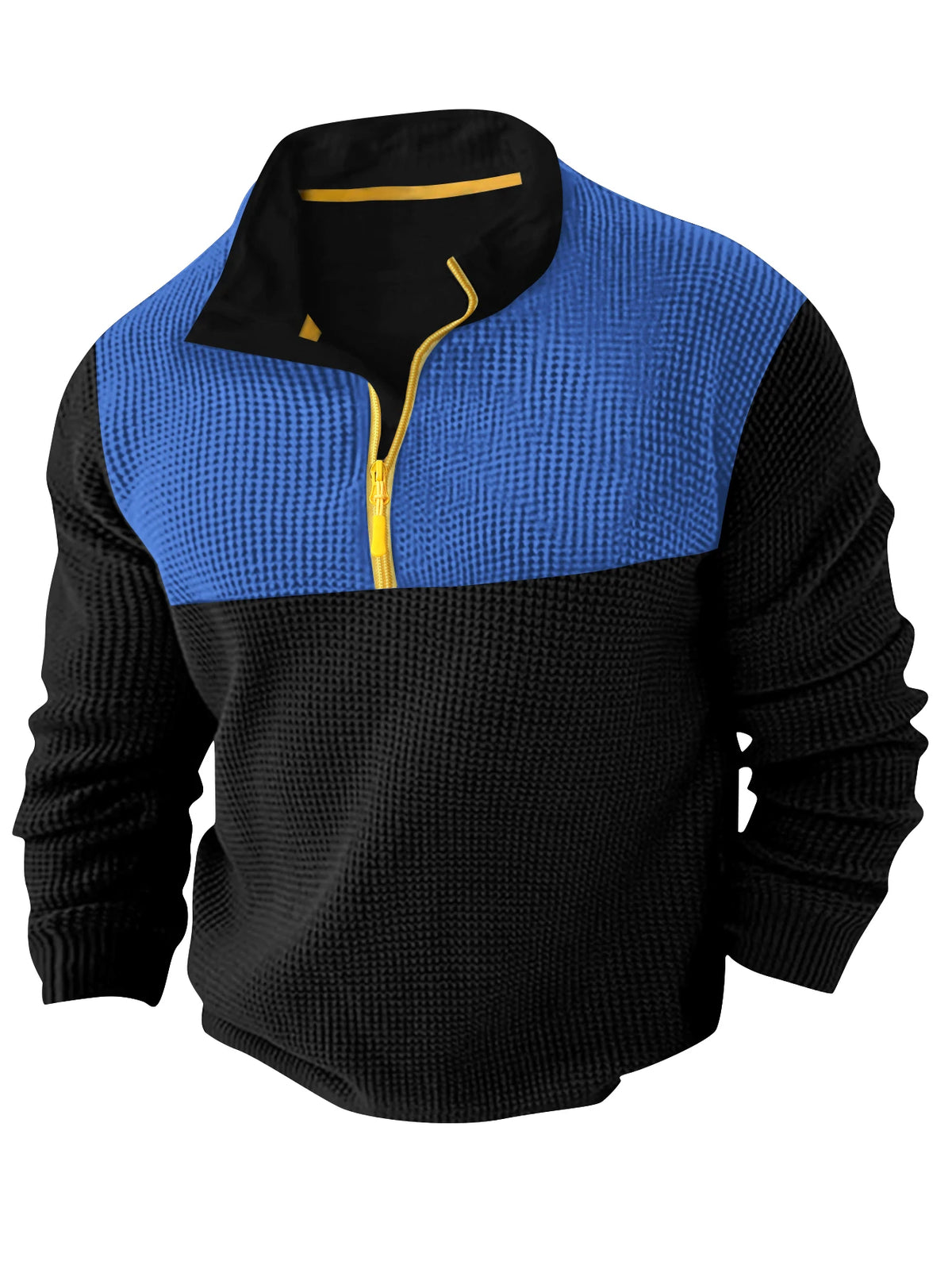 Spring Autumn New Men's T-shirt Classic Long Sleeve Polo Shirt Top Casual Fashion Color Matching Zipper High Quality T-shirt