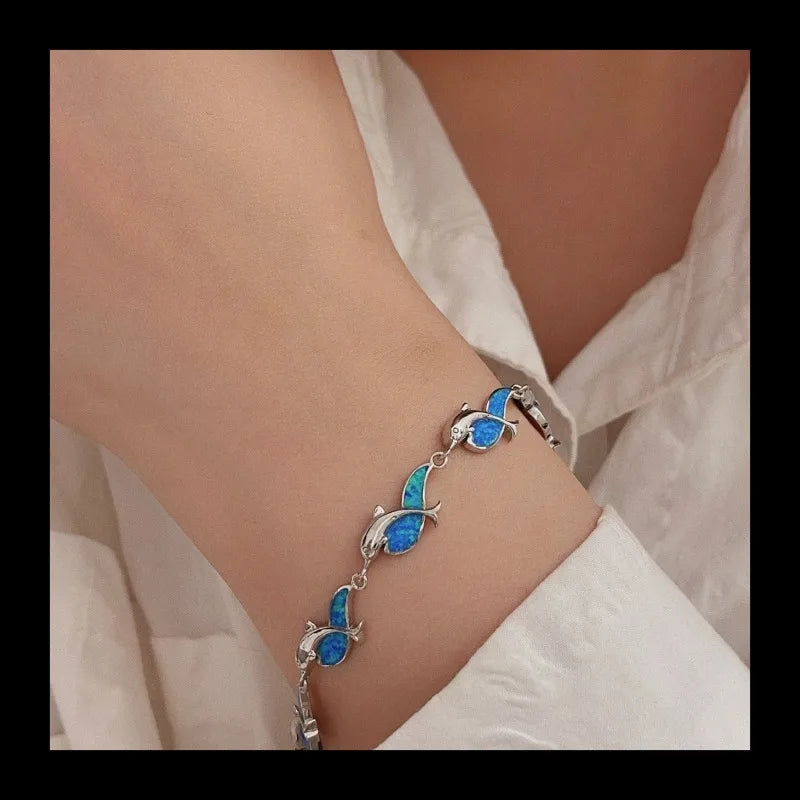 AliExpress S925 Sterling Silver Versatile Fashion Popular Simple Symphony Opal Irregular Bracelet