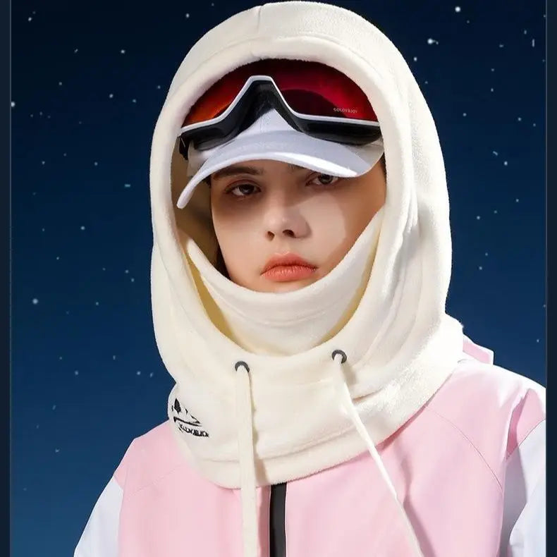 Autumn Winter Warm  Outdoor Windproof Coldproof Skiing Riding  Cover Face Neck Protecting All-in-One Hat Solid Velvet